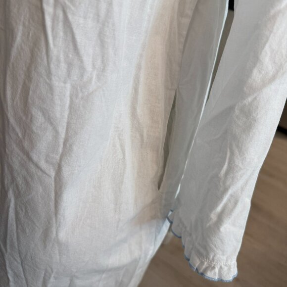 The 1 for U Smocked Top Blue Ruffled Trim Long Sleeved NIGHT GOWN w/ pockets - Picture 7 of 8